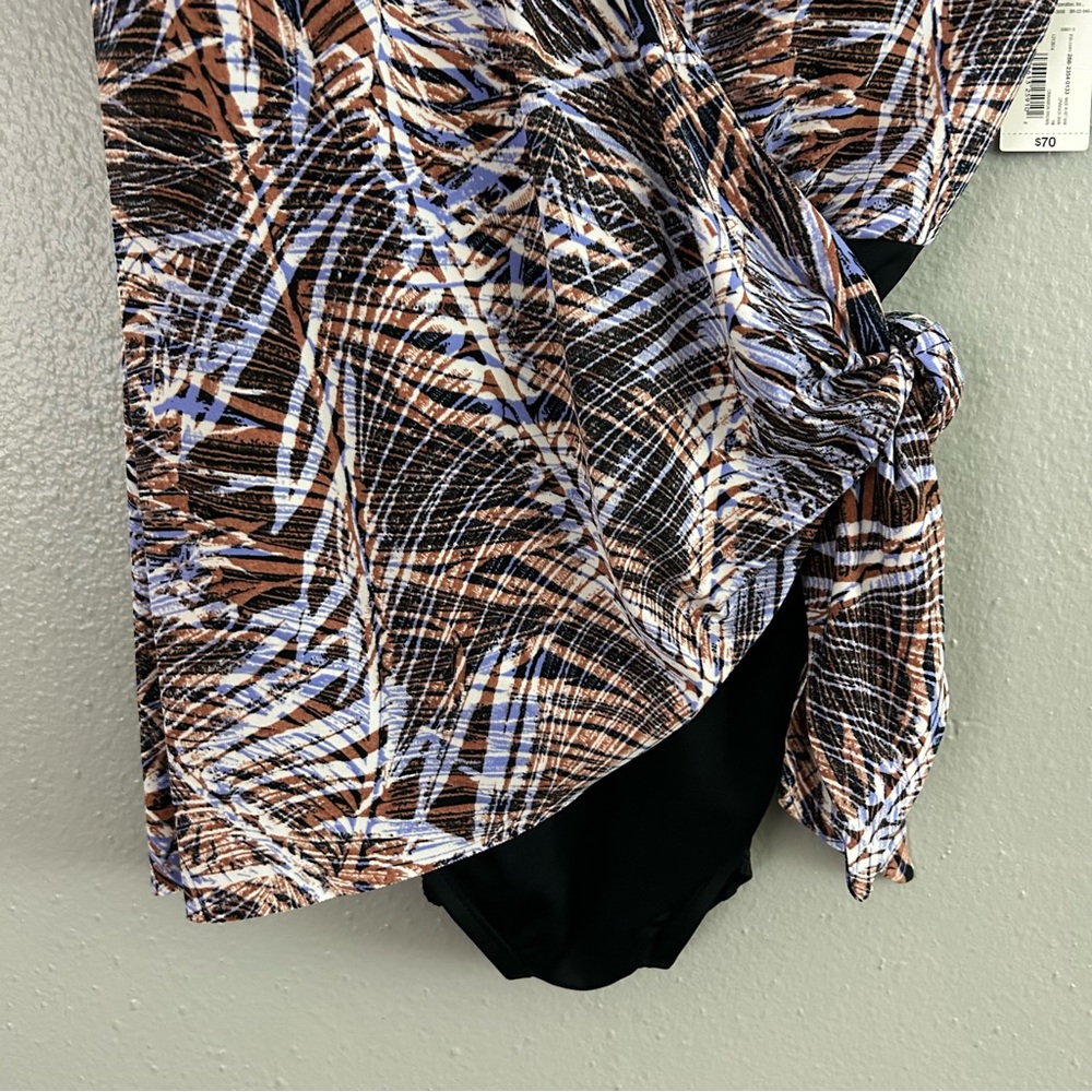Sonnet Shores Wrap Side Tie One Piece Swimsuit 16 Tummy Panel Full Coverage NWT - Picture 6 of 11